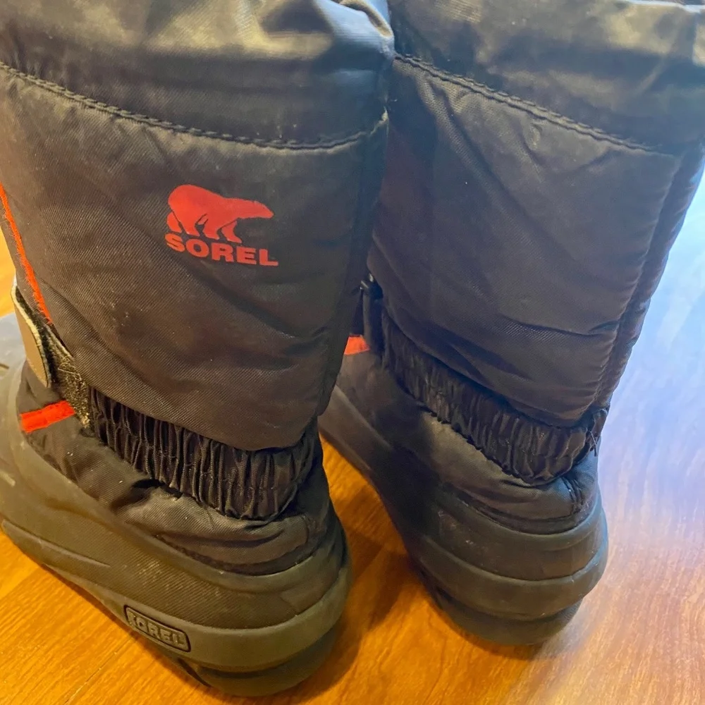 Sorel Kids Black Winter Rain & Snow Boots with Red Accents